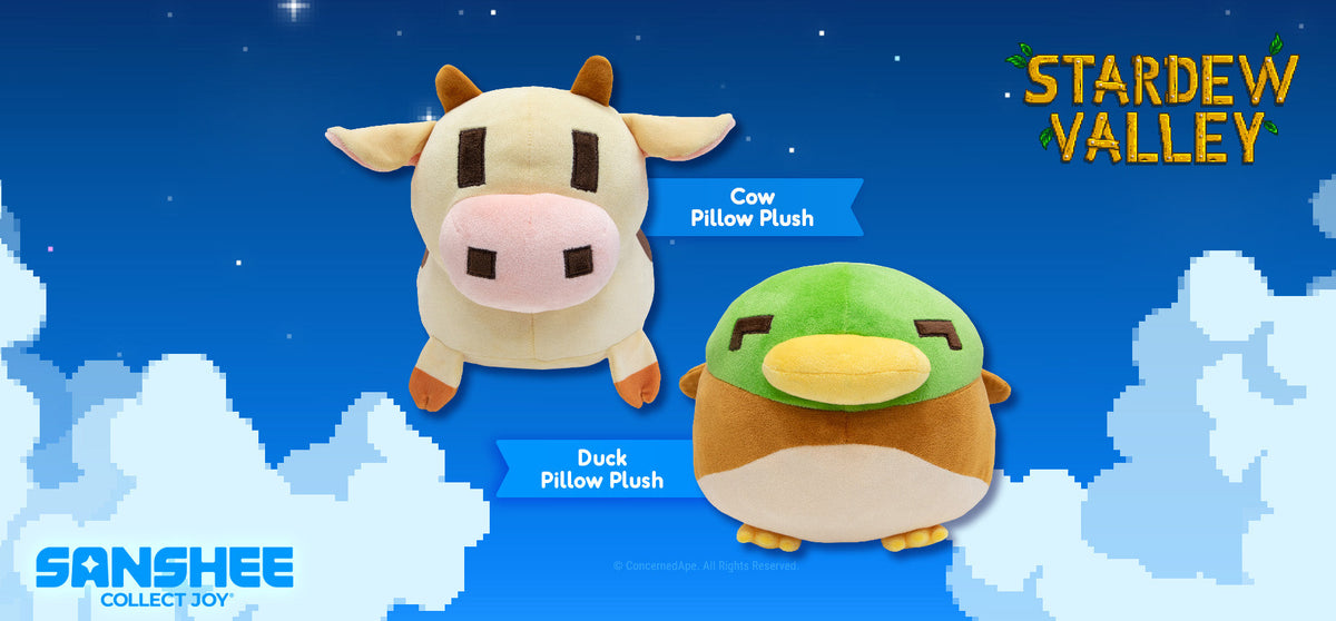 Official Sanshee Stardew Valley Cow Pillow Plush & Duck Pillow Plush Launch Blog Post