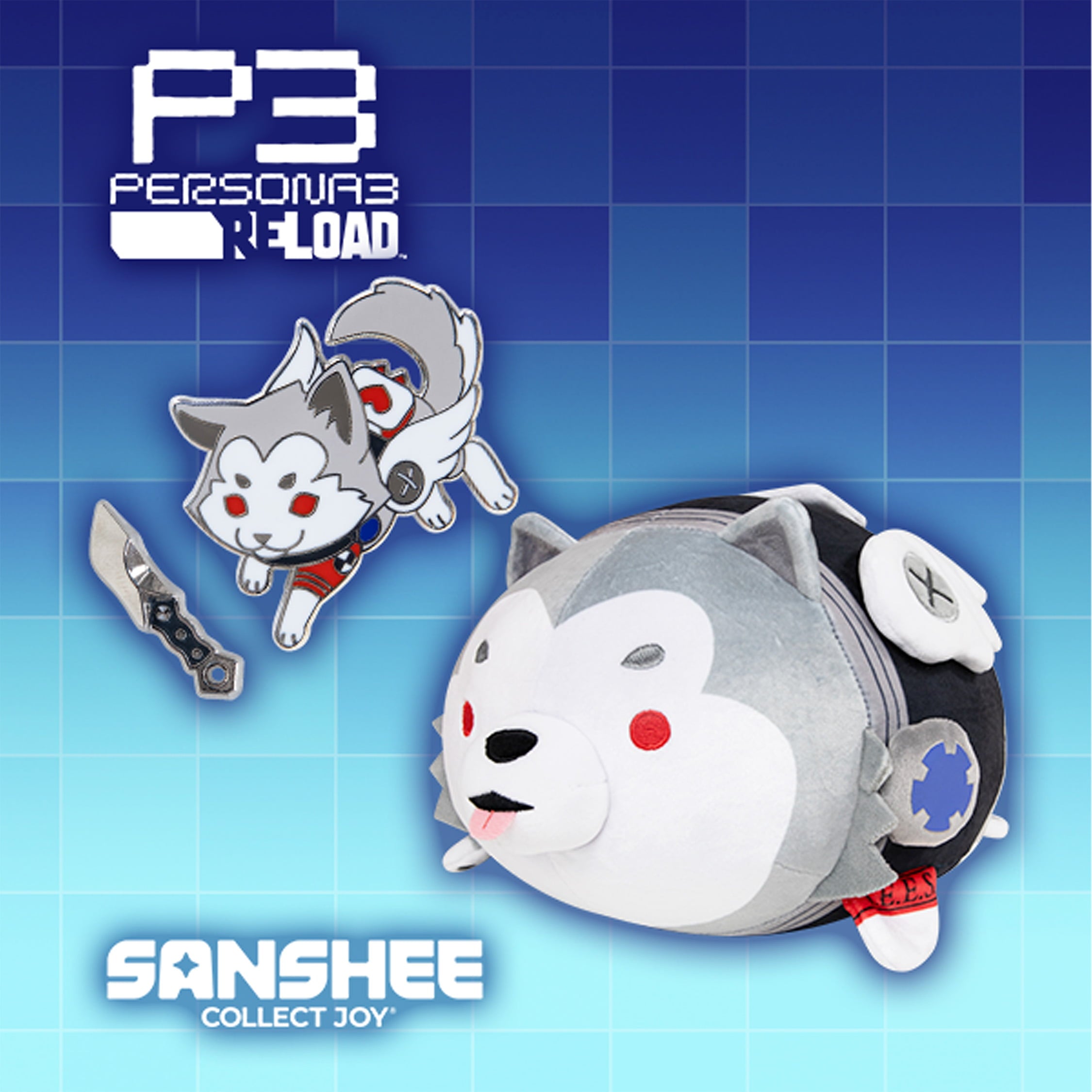 Persona 3 Reload - Koromaru Pillow Plush + Pin Bundle