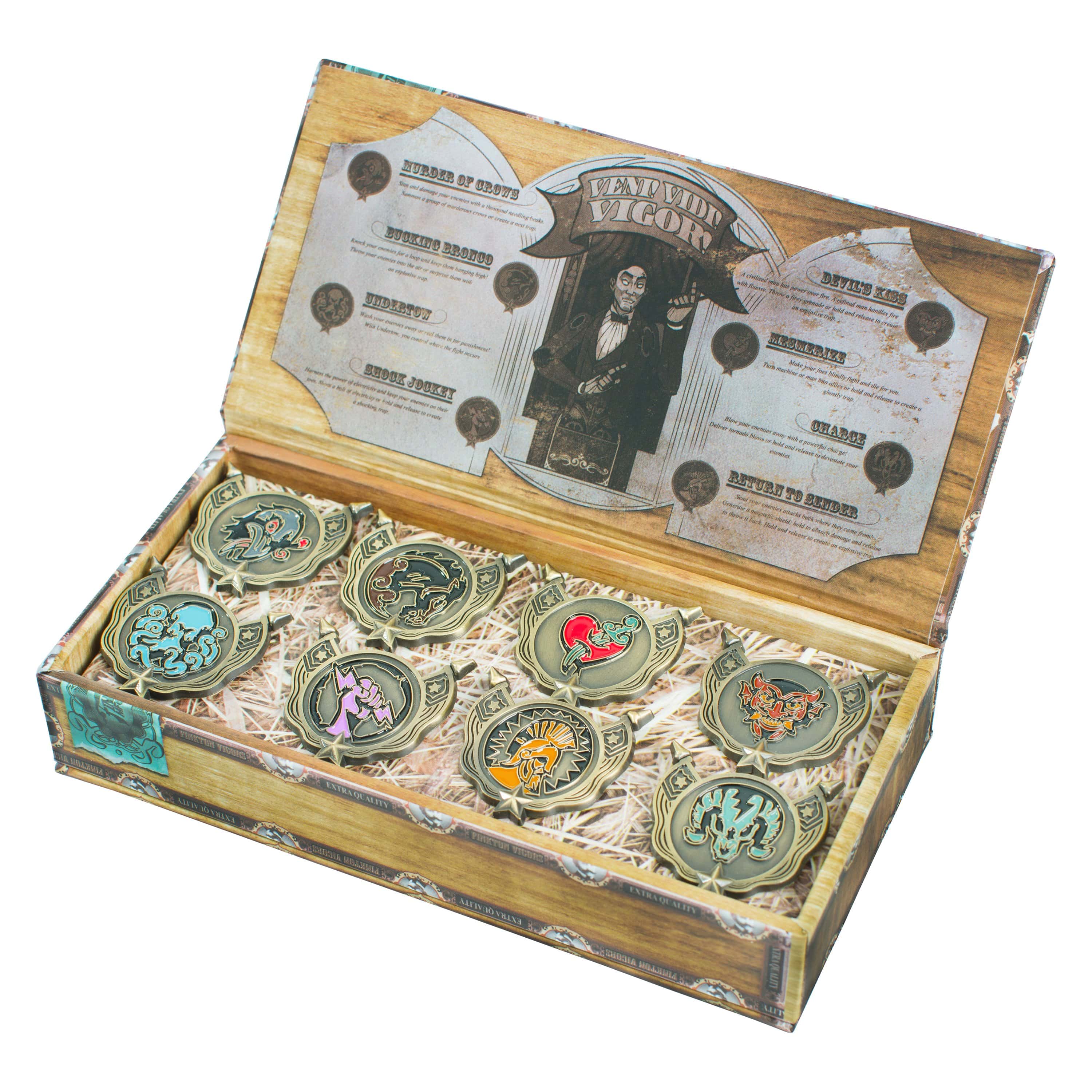 Bioshock Infinite Official Deluxe Antiqued Brass Vigor Pins