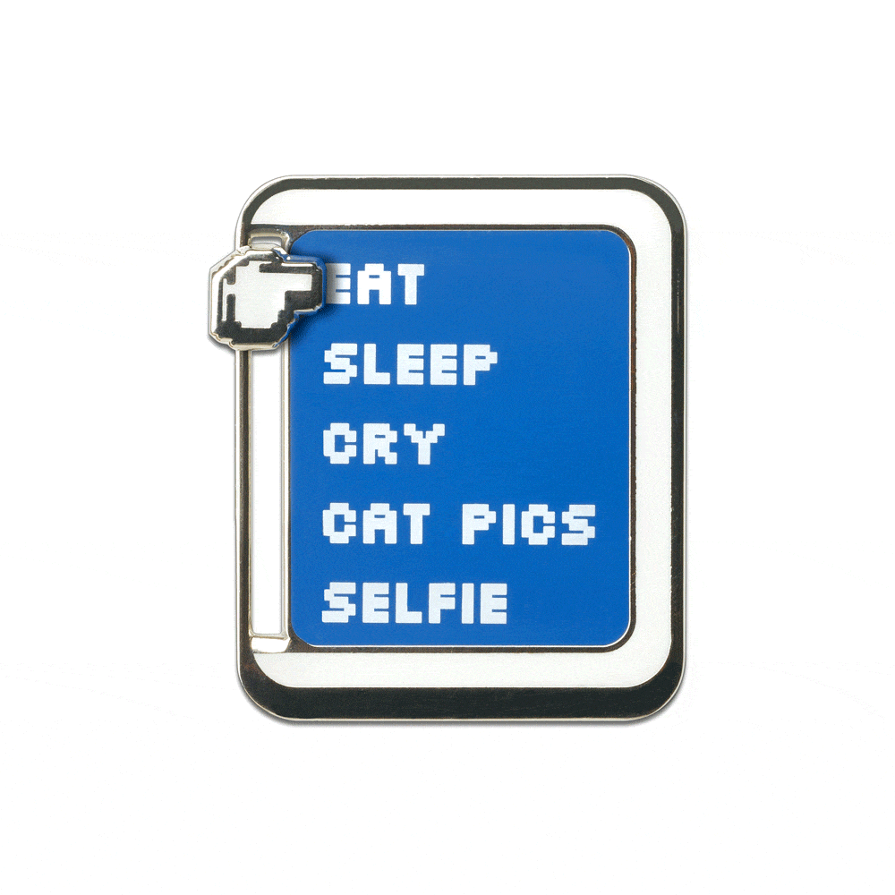 Sanshee - IRL Menu Silver Plated Enamel Slider Pin Gif