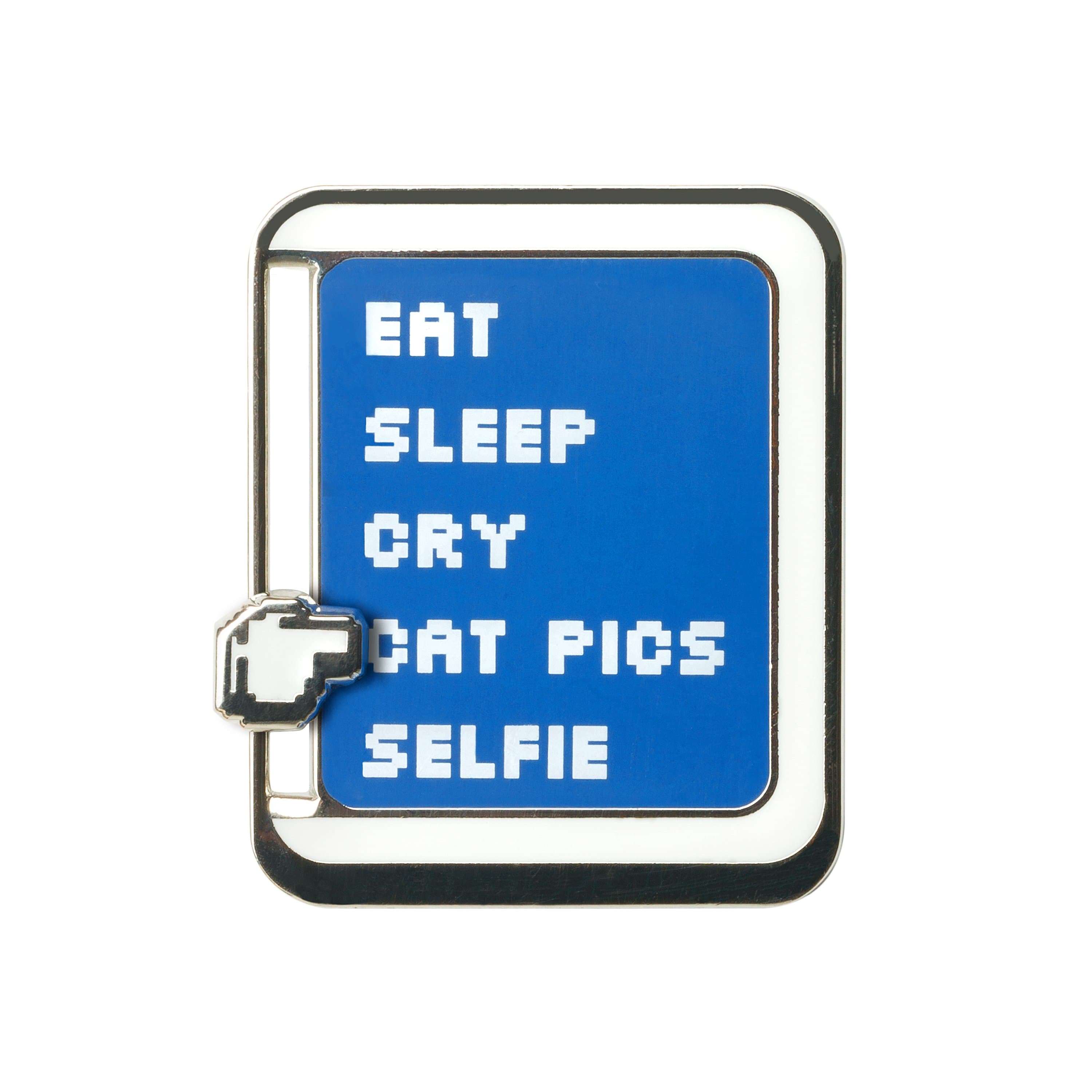 Sanshee - IRL Menu Silver Plated Enamel Slider Pin Cat Pics