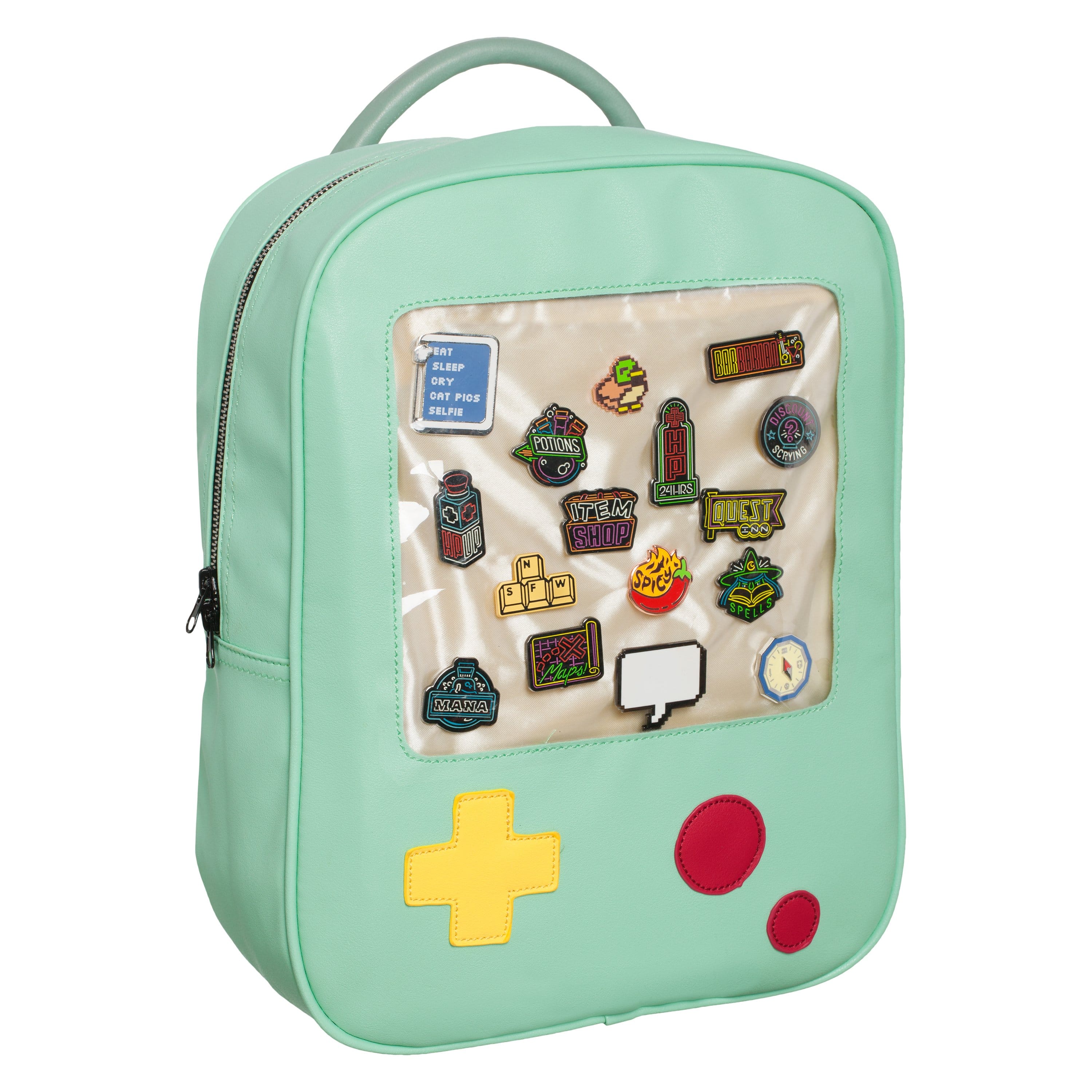 Sanshee - Ita-Boy Pop Faux-Leather Ita Bag With Pins