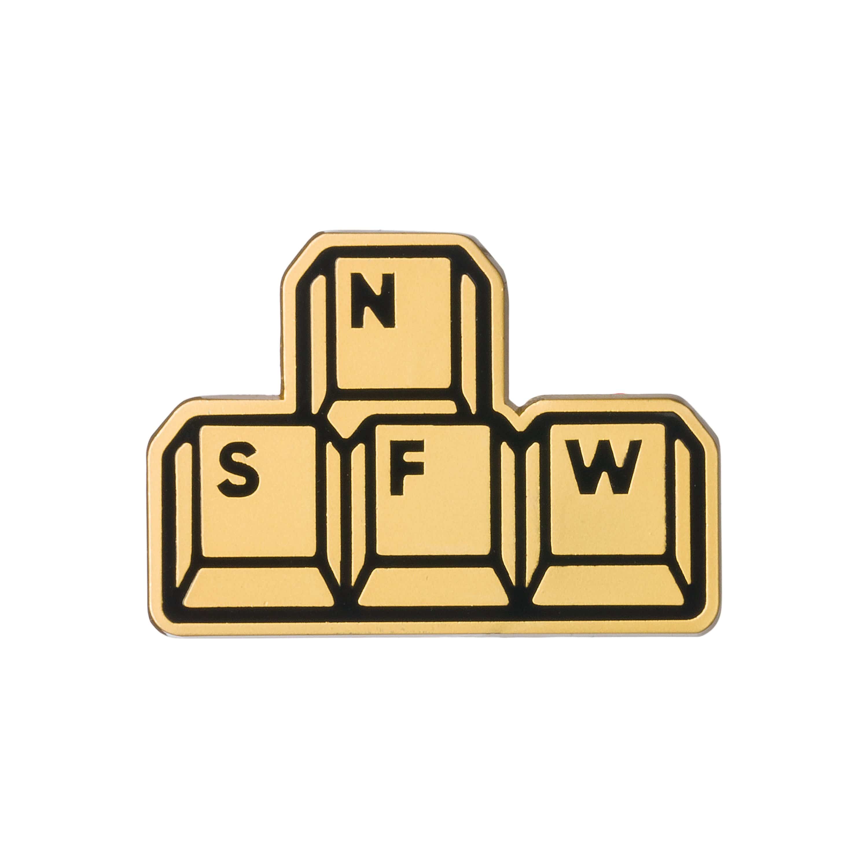 Sanshee - Not Safe for WASD Gold Enamel Pin