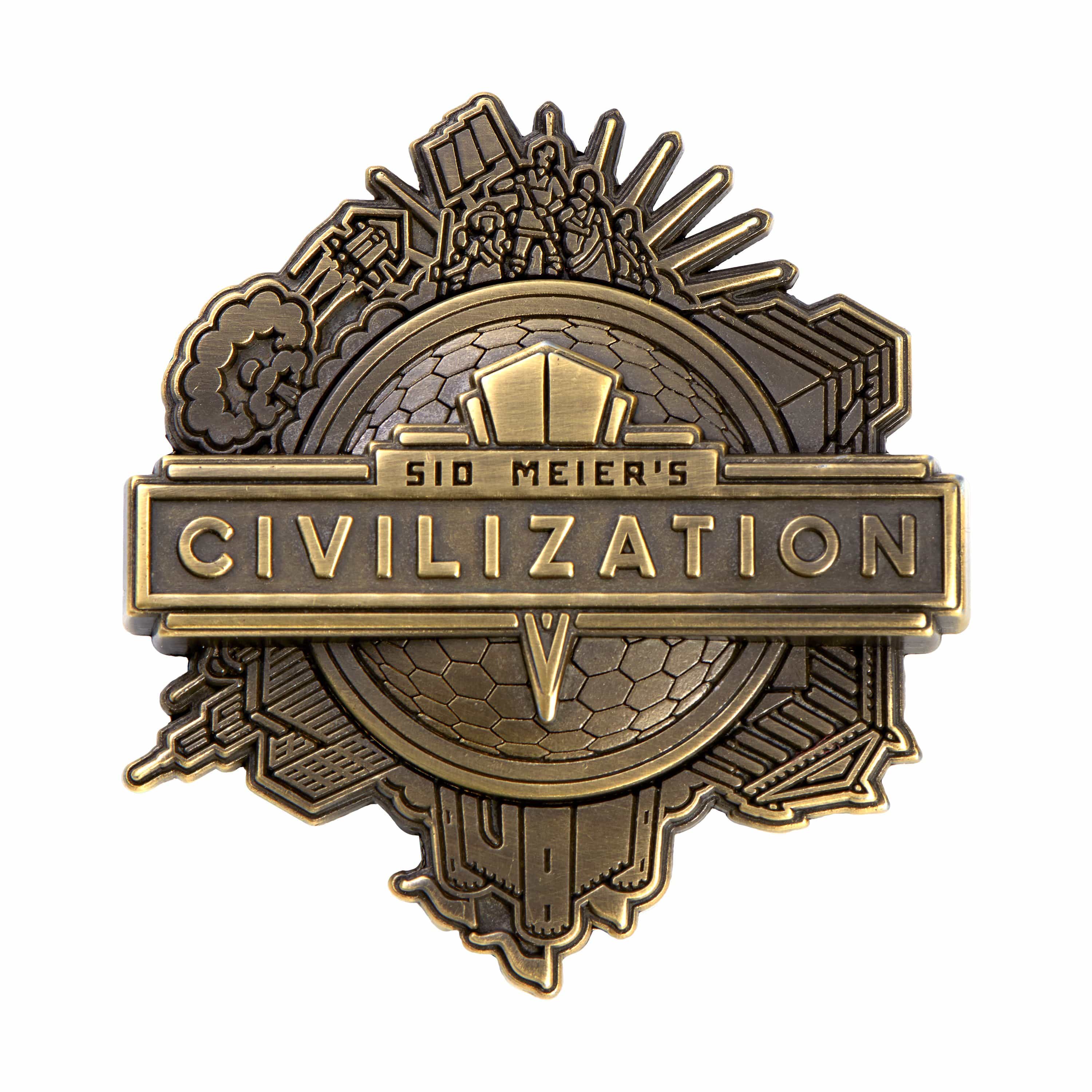 Sid Meier's Civilization - Deco Medallion XL Brass Plated Enamel Pin