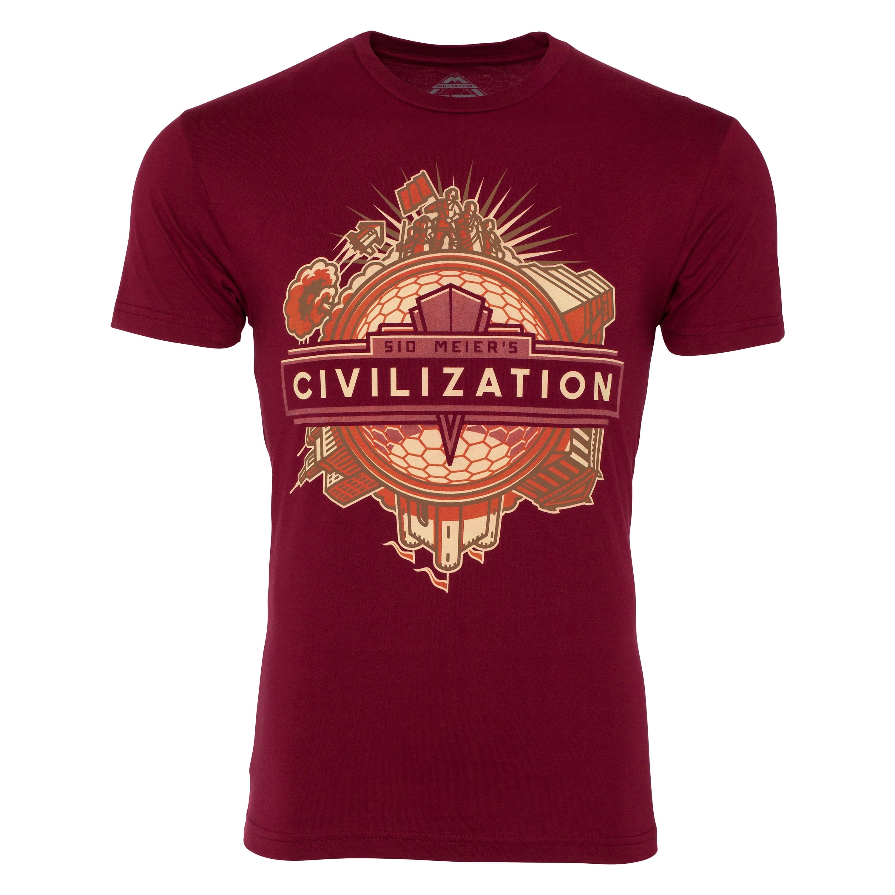 Civilization Deco Premium 100% T-shirt in Maroon