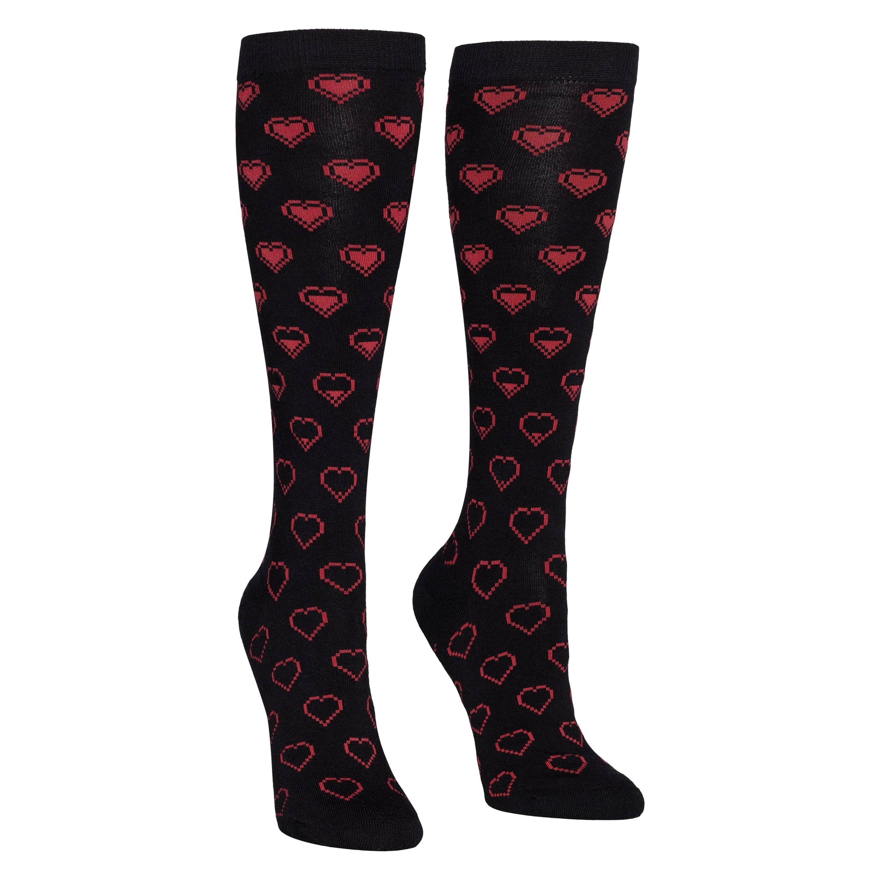 Sanshee - Gaming Hearts Combed Cotton Blend Knee Socks🧦