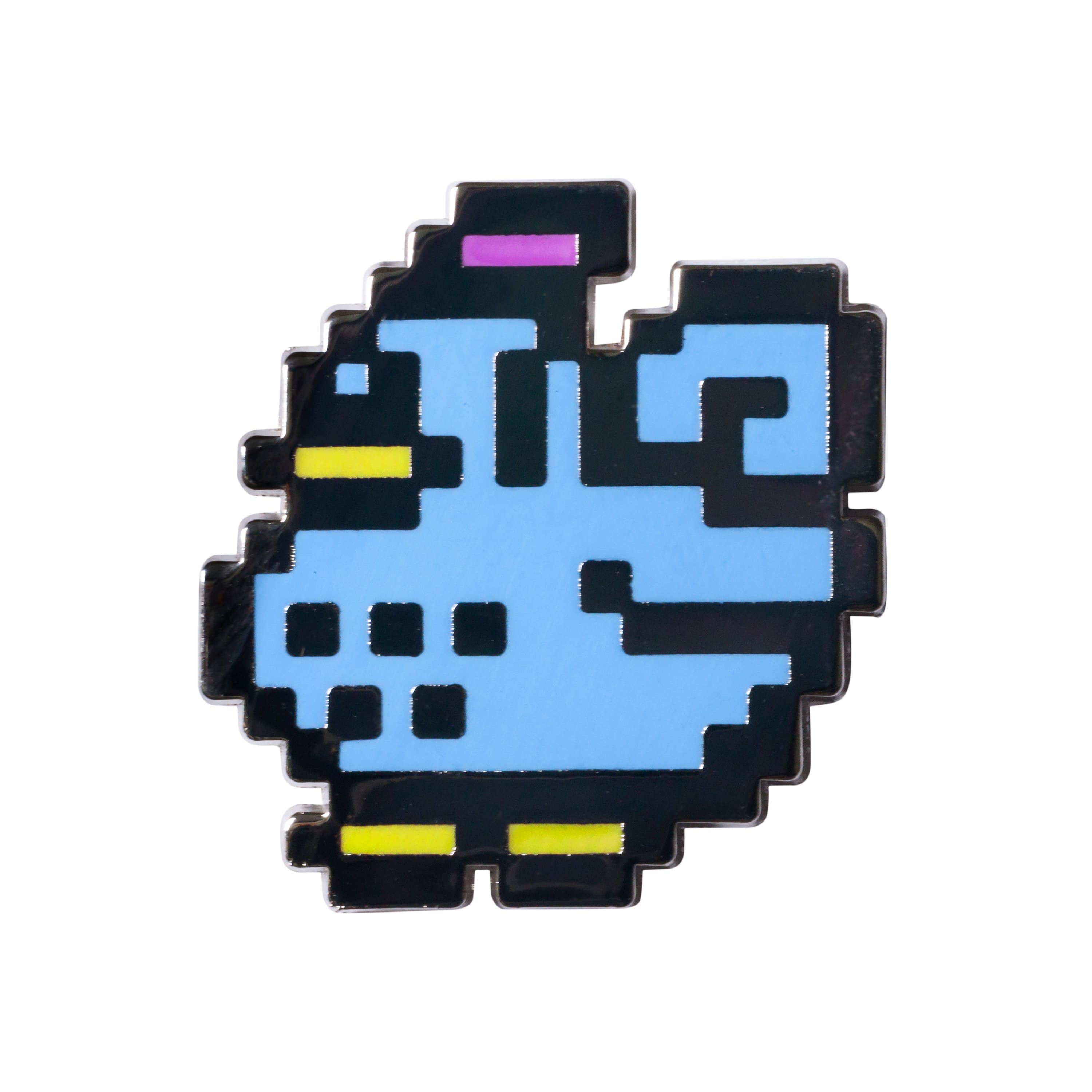Stardew Valley - Silver Plated Enamel Pixel Blue Chicken Pin