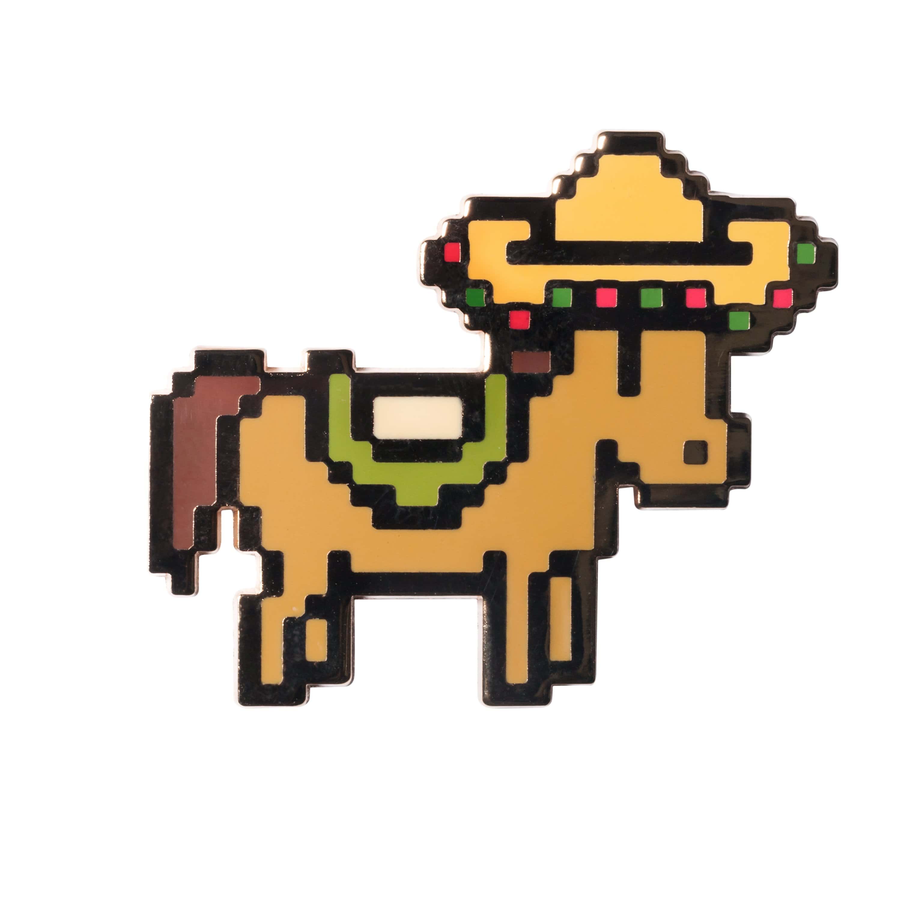 Stardew Valley - Gold Plated Enamel Pixel Sombrero Horse Pin